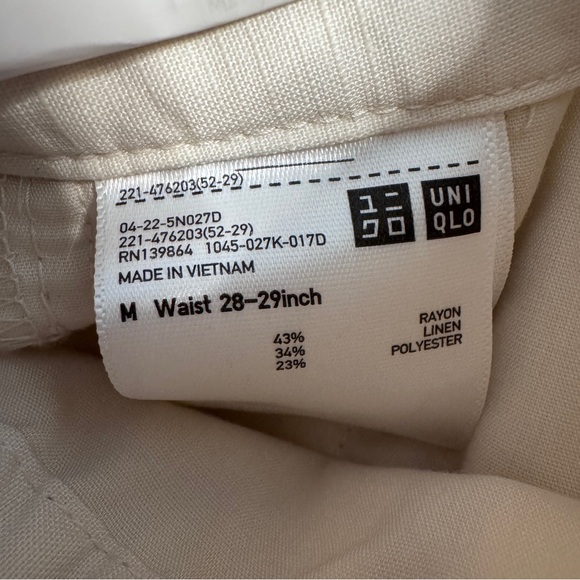 SOLD! Uniqlo Linen Blend Barrel Leg Pants M Off White - Picture 9 of 10